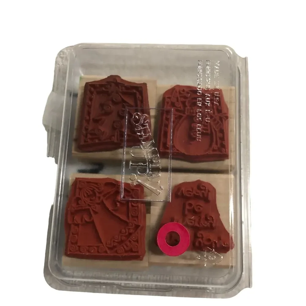 Stampin' Up! Very Merry 4-Stamp Christmas Holiday Festive Rubber Stamps